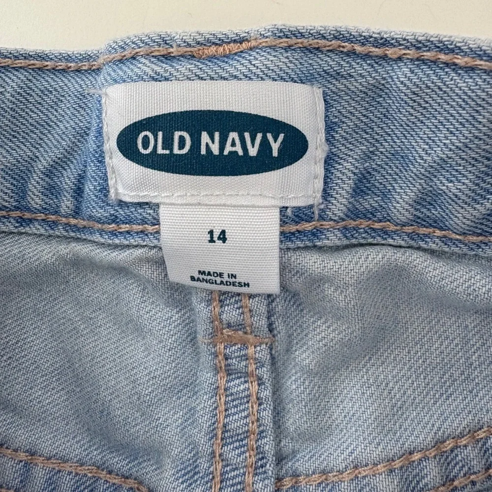 Old Navy Girls‎ Size 14 Denim Shorts High Waisted Frayed Hem Light Wash
